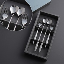 인스푼 엔젤하트 4P 롱티스푼 콤비 이니셜답례품 돌잔치답례품, 인쇄함,파랑도트, 롱티스푼2+짧은포크2