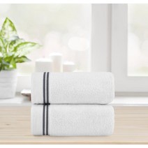 Chic Home 고급스러운 3피스 100% 순수 터키산 면 화이트 목욕 타월 76.2 x 152.4cm(30 60인치) 매우 부드러움 흡수성이 뛰어나며 저자극성 오래 지속, 2-Piece Bath Towel Set_White-g