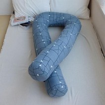 베개 필로우 목쿠션 배개 숙면 U자 마이크로 바디 긴 롱, 타일블루