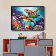 바다 거북이 인테리어 그림 보석 십자수 재료 큐빅 DIY 비즈, 90X60CM