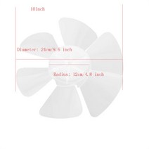범용 플라스틱 무음 팬 블레이드 12/14 인치 5 엽 너트 커버 14/16 인치 가정용 스탠딩 받침대 팬 테, 08 10Inch 24cm White