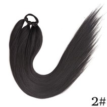 붙임머리 AZQUEEN-26 인치 긴 포니테일 및 고무 밴드 래핑 블랙 브라운 가발 헤어피스 부분가발복싱 브레이드, [02] 2