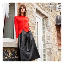 [바이브리짓] () FAUX 레더 플레어 스커트