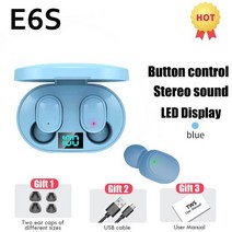 E6S 무선 블루투스 이어폰 이어버드 노이즈 캔슬링 스포츠 헤드셋 마이크 A6S 헤드폰 휴대폰용 판매, [03] Blue