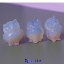 스톤 천연자수정원석 크리스탈 천연 원석 올빼미 작은 입상 자연석 치유 미니어처 동물 그림 장식 요정 정원 수족관 물고기 탱크 공예, Opalite+3 PCS