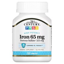 21st Century Iron 21세기센츄리 아이언 철분 65mg 120정, 65 mg, 120 개, 120개, 65 mg