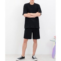 남성 주름 반팔 고무줄 반바지 상하 세트 남친룩 반팔추리닝 트레이닝세트