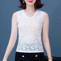 레이스 쉬폰 니트 탱크탑 나시 슬리브 여름 캡소매 민소매 티셔츠 하늘비즈 C31 Z635H211