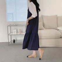 오슈 여성 사랑스러운 레이어드 밑단 프릴 조끼 롱원피스