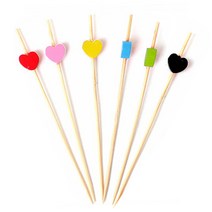 하트 대나무 과일꼬지 100p (수제햄버거 샌드위치 떡꼬치 과일꽂이 디저트 산적 요지 이쑤시개), 블루