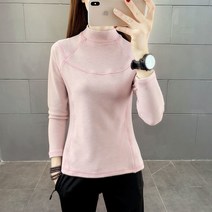 에버유어스 여성 토끼 봉제 긴 소매 티셔츠 칼라 봄과 가을 패딩 스웨터 스트레칭 통기성 캐주얼 따뜻한 셔츠