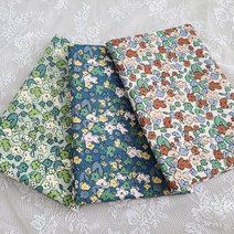 자그마한가게 라인블라썸 3color 20수 원단 패브릭 꽃무늬, 페퍼민트