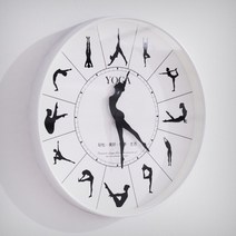 직경 30cm 독특한 요가 아사나 벽시계, 화이트