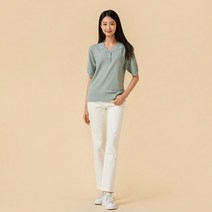 [JAJU/자주] 여 카라 반팔 니트_블루