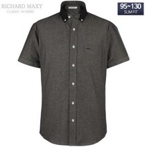 리차드막시 [슬림] 반팔 클래릭 블랙흑청 남자캐주얼 슬림핏 와이셔츠 95-130 빅사이즈 - SMA6256