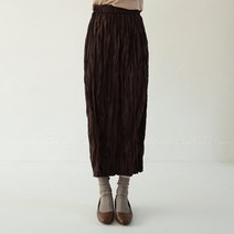 플리츠 H라인 세무 스웨이드 허리밴딩 주름 롱스커트