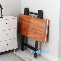 이동식 1인용 2인용 접이식 식탁 폴더블 자취방 기숙사 원룸 테이블, 짙은 나뭇결 60x60x55cm