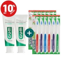 GUM 검 교정 칫솔 V커팅 (124RD) 12개입 치약 2개 세트