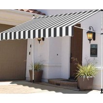 테라스 어닝 고정어닝 상가 천막 햇빛 비 가림막, 길이2mx연장1.2m+빨간색과흰색줄무늬타포린