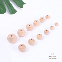 너도밤나무 우드 비즈 (원형 다각) 치발기 만들기 DIY 마크라메 재료, 원형 10mm (3개)