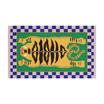 유니크 러그 호랑이 카펫 블루 체스 호피 카페트 침대 밑 발 매트 인테리어 감성