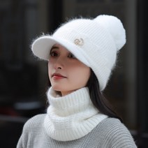 [겨울방울니트모자] 보슈 여성 겨울 방한 털모자 방울모자 넥워머 세트 기모 니트 모자 C4-23
