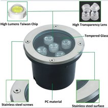 마이너스접지 방수 Led 조명 정원 지하 램프 W IP 야외 매장 경로 스팟 오목한 지상 풍경 V DCV 매립형, [04] w mm, [19] Green DCv