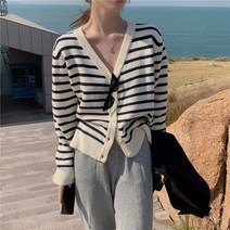 뉴욕멋쟁이 보브 스트라이프 니트가디건