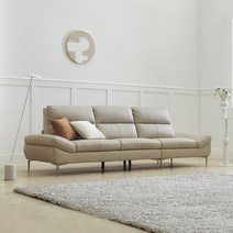 한샘 엠마 컴포트 천연면피가죽 4인용 소파 3종/택1, 페더 화이트(A)