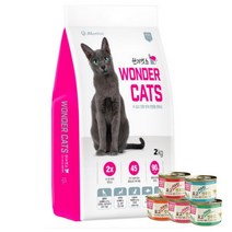 원더캣츠 전연령 고양이사료 2Kg+저염습식캔 80g*2개