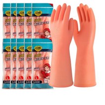 워시미트 손 걸레 세차 고무 라텍스 Dishwashing 장갑 여자 방수 가정용 주방 세척 그릇 의류 야채 청소, 10 pairs, M