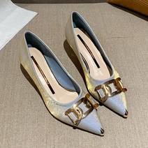 플랫/단화 홍콩 직수입 새틴 스틸레토 미들힐 5cm