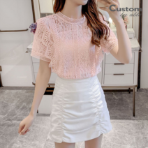 커스텀에이블 로맨틱 레이스프릴 블라우스 C2205BL060B