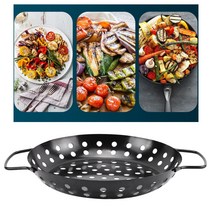 고기불판 가정용 솥뚜껑 기름안튀는 주물팬불판탄소 강철 바베큐 그릴 팬 바베큐 그릴 트레이 피자 고기, 한개옵션0