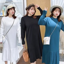 [국내당일발송]앙콜뤼르 긴팔 니트 빅사이즈원피스 하객룩 데이트룩 오피스룩 77사이즈 88사이즈 99사이즈 XL 2XL 3XL 까지