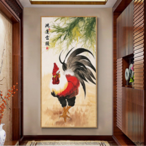 재물 출세 행운 인테리어 풍수 닭그림 보석십자수 DIY 비즈 페인팅 큐빅 붙이기, 80x130cm, 1개