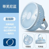 무시동 차박용 에어컨 화물차 팬테이블 램프 통합 소형 팬 학생 기숙사 데스크탑 선풍기 소형 침실 침대 무음 충전 충전 냉장고 인공물 머리맡 천장 팬 캠핑 고양이 찌르기, 블루스트레이트 버전
