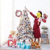 크리스마스 스노우 눈꽃 트리 나무 오너먼트 전구 풀세트 150cm 180cm, 화이트