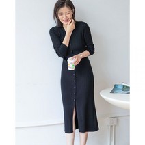 스웨터 겨울 v 넥 슬림핏 니트 롱 드레스 원피스