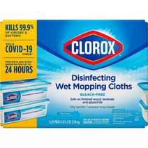 Clorox Disinfecting Wet Mopping Cloths 클로락스 디스인펙팅 웨트 모핑 클로스 패드 리필 레인 클린 향 28매 2개입