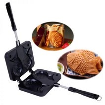 붕어빵틀 붕어빵만들기세트 인덕션 미니 붕어빵틀 Taiyaki 일본 물고기 모양의 Bakeware 와플 팬 메이커 2, 01 Black