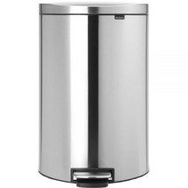 Brabantia 스텝온 쓰레기통 플랫백 37.6리터/매트 스틸 지문 방지 공간 절약형 주방 페달 작동 탈착식 버킷 USA 미국