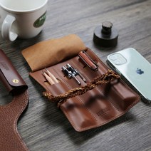 801 가죽 공방 빈티지 고급 롤 롤링 필통 파우치 펜 펜슬 케이스 홀더 대학생 선물, 각인 작업:4천원, 본체, 브리티쉬그린