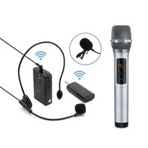 컴스 기가폰 유선마이크 무선마이크 다이나믹 콘덴서 핀마이크 외, WW909 UHF 듀얼 무선 마이크 송수신기 세트