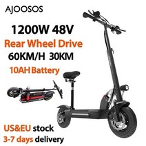 접이식 전동 스쿠터 【usaeu stock】ajoosos x60 전기 85kmh 최대 속도 trotinette électrique 113939 오프로드 타이어 접는 전자 좌석, 1200w 48v 10아