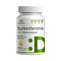 체중조절 투르케스테론 보충제 500mg 180캡슐 하이드록시프로필-베타-시클로덱스트린 & 블랙페퍼 추출물로 높은 생체이용률 | 식물 유래 아나볼릭 - 아주가 투르케스타니카 추출