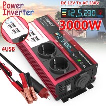 자동차 부품 전원 인버터 2000W DC 12V ~ AC 220V 변압기 USB 범용 소켓 충전 RV 용 LED 디스플레이 포함, 01 12V 230V EU 3000W