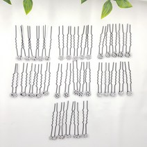 큐빅 리본 꽃 헤어핀 머리핀 실핀 U핀 비녀 뒤꽂이 5개 1set