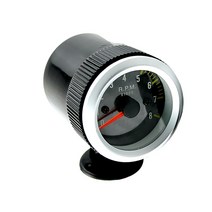 1Pcs 2 52mm LED Tacho 게이지 타코미터 카본 얼굴 노란색 0-8000 RPM 12V 가솔린 차량, 한개옵션0