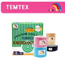 템텍스 키네시올로지 5cm 박스 스포츠 테이핑 키네시오로지 테이프 근육 테이핑 무릎 손목 허리테이프, 블루